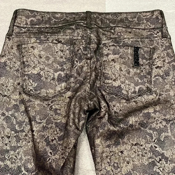 [W26L29]Black Orchid by Julien.J Low Rise Skinny Denim Metallic  Floral NWOT - Picture 7 of 8